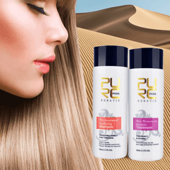 keratin hair straightening shampoo and purifying treatment for smooth, glossy hair results