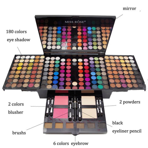 Makeup palette with various components labeled on a white background
