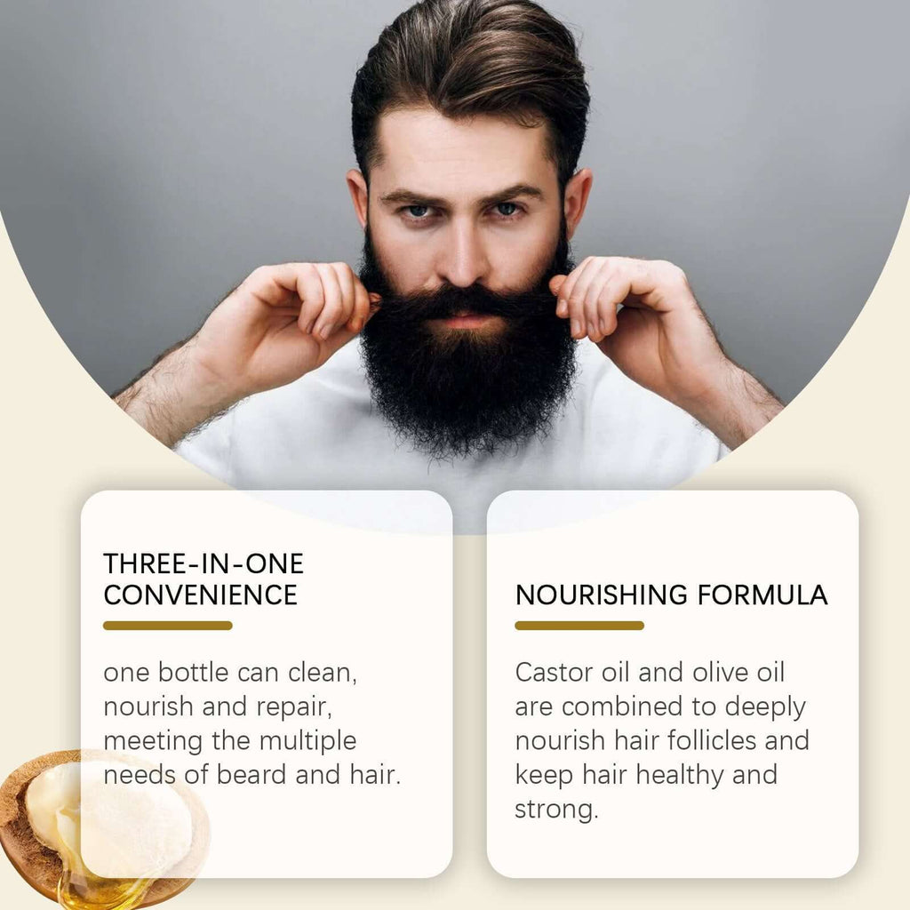 3 - in - 1 Beard Wash – Cleanses, Softens & Nourishes for a Healthy Beard - Charms