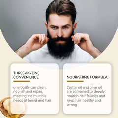 3 - in - 1 Beard Wash – Cleanses, Softens & Nourishes for a Healthy Beard - Charms