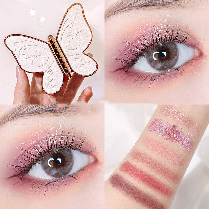 6 - Color Butterfly Eyeshadow Palette – Glitter, Matte & Pearl Finishes - Charms
