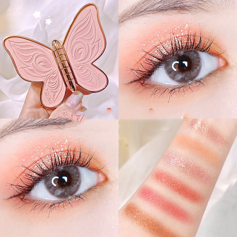 6 - Color Butterfly Eyeshadow Palette – Glitter, Matte & Pearl Finishes - Charms