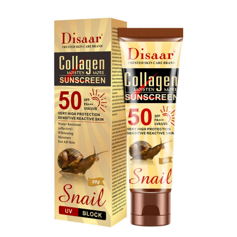 spf 50 sunscreen Disaar Collagen Moisturizing Sunscreen with Snail Extract for all skin types