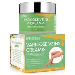 Product image of SEFUDUN varicose vein cream in a green jar and box, suitable for relieving leg discomfort and improving circulation.