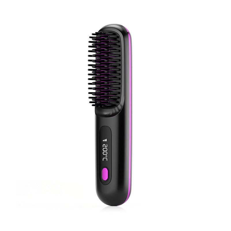 Cordless Hair Straightener Brush – Wireless Heated Styling Comb with LCD & USB - C Charging - Charms