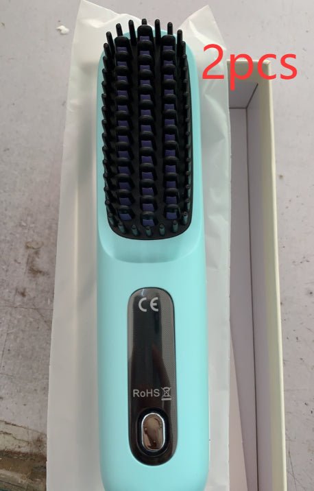 Cordless Hair Straightener Brush – Wireless Heated Styling Comb with LCD & USB - C Charging - Charms