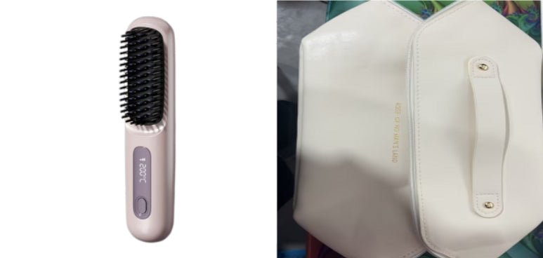 Cordless Hair Straightener Brush – Wireless Heated Styling Comb with LCD & USB - C Charging - Charms
