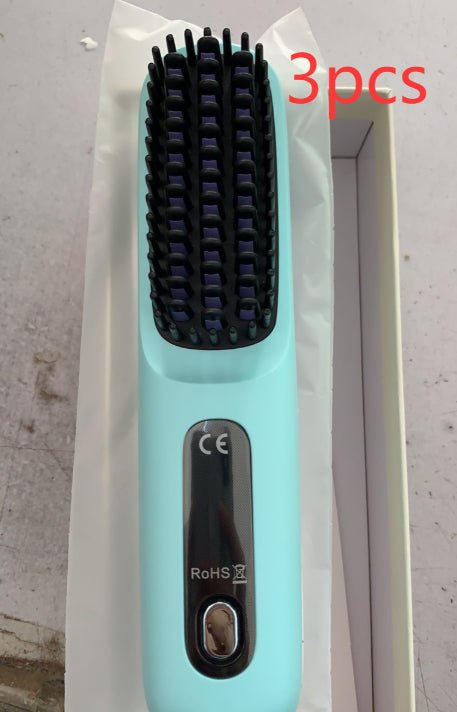 Cordless Hair Straightener Brush – Wireless Heated Styling Comb with LCD & USB - C Charging - Charms