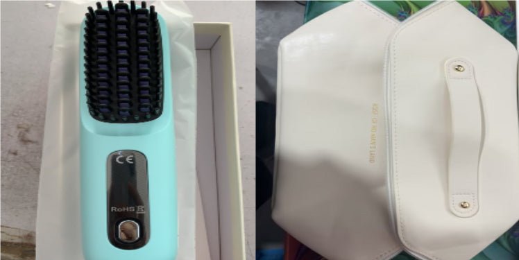 Cordless Hair Straightener Brush – Wireless Heated Styling Comb with LCD & USB - C Charging - Charms