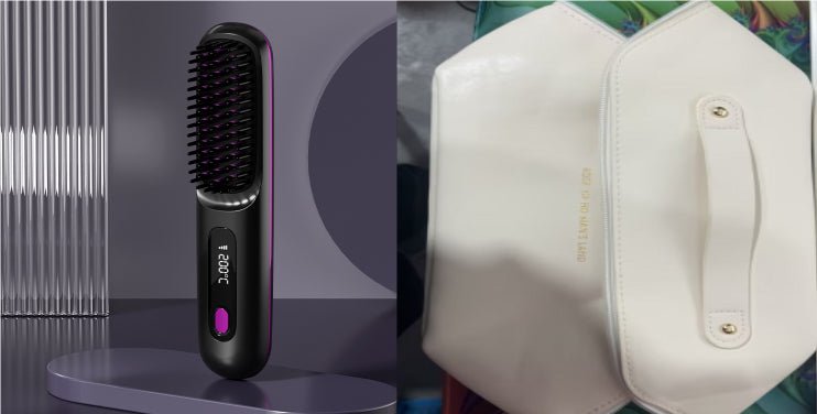 Cordless Hair Straightener Brush – Wireless Heated Styling Comb with LCD & USB - C Charging - Charms