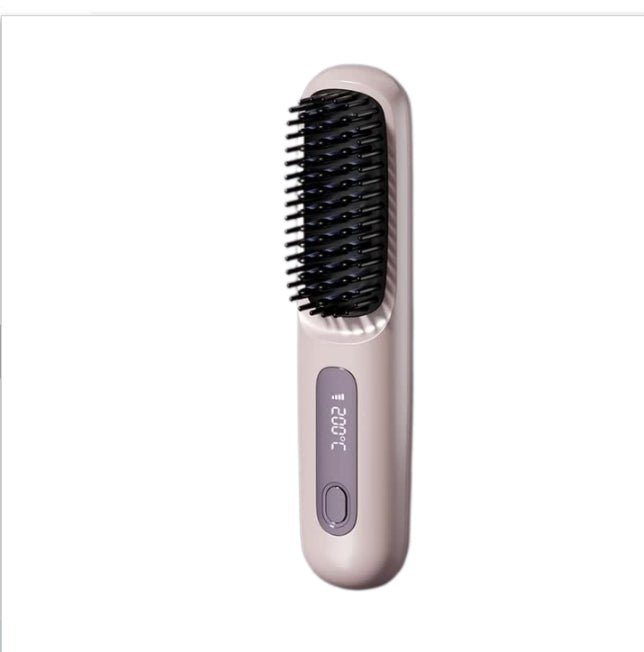 Cordless Hair Straightener Brush – Wireless Heated Styling Comb with LCD & USB - C Charging - Charms