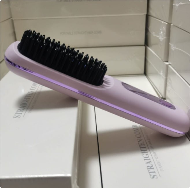 Cordless Hair Straightener Brush – Wireless Heated Styling Comb with LCD & USB - C Charging - Charms