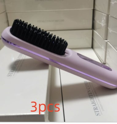 Cordless Hair Straightener Brush – Wireless Heated Styling Comb with LCD & USB - C Charging - Charms