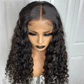 Curly long human hair extensions displayed on a mannequin showcasing beautiful natural curls and a natural-looking part.