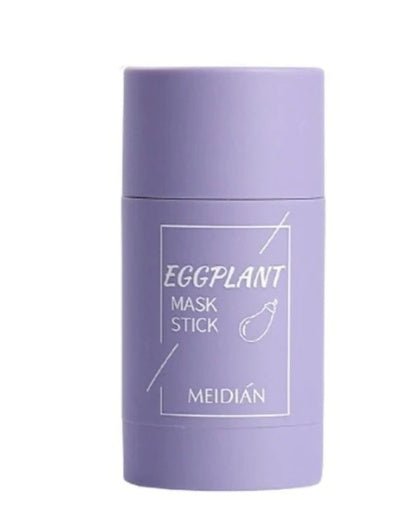 Eggplant mask stick, skincare product in a purple container, ideal for facial treatment and detoxification.