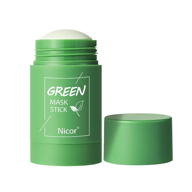 Green Tea Clay Mask Stick by Nicor, designed for easy application and skin detoxification.