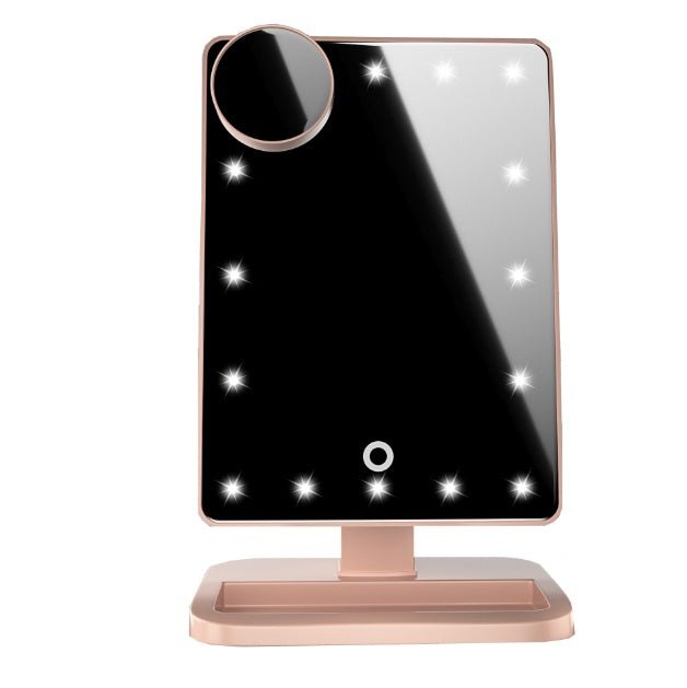 Makeup Mirror with LED Lights – Touch Screen, Bluetooth Speaker, 10X Magnifying Mirror, Adjustable Brightness - Charms