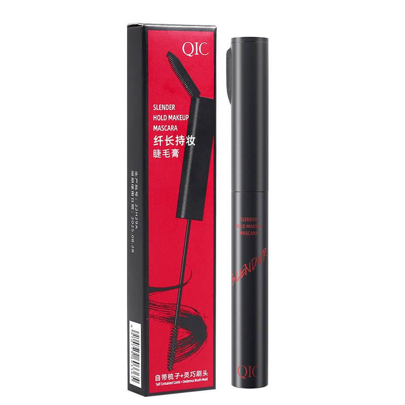Waterproof Lengthening Mascara in packaging, featuring a sleek black design and brush for long, thick lashes.
