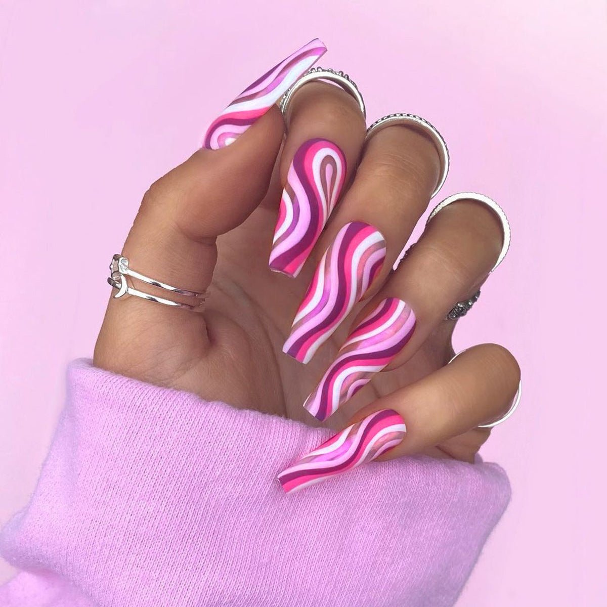 Press - On Nails Tips – Detachable Wearable False Nails, Ready - to - Use Artificial Fingernails - Charms