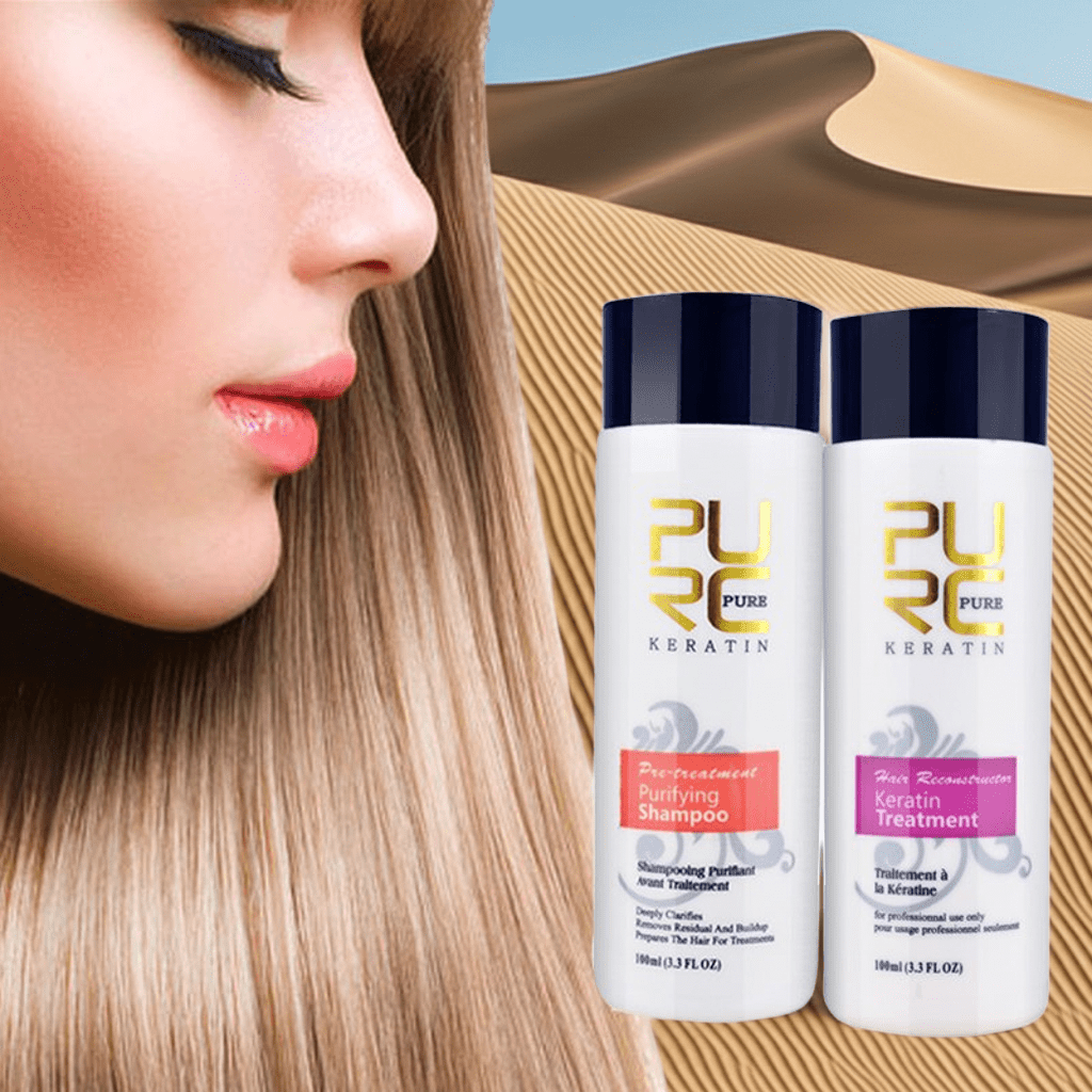 keratin hair straightening shampoo and purifying treatment for smooth, glossy hair results