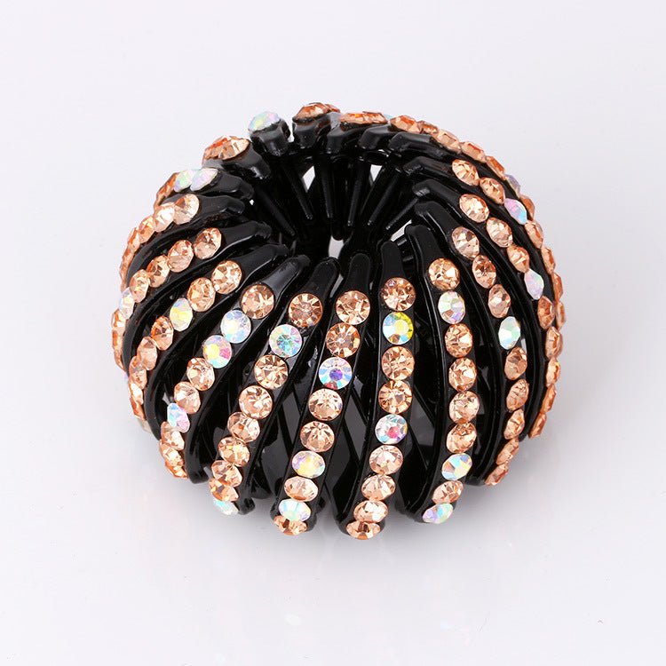 Rhinestone Bird’s Nest Hairpin – Ponytail Holder Clip - Charms