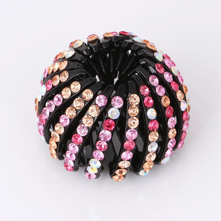 Rhinestone Bird’s Nest Hairpin – Ponytail Holder Clip - Charms