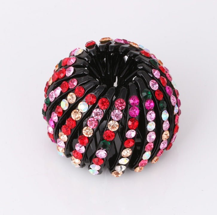 Rhinestone Bird’s Nest Hairpin – Ponytail Holder Clip - Charms