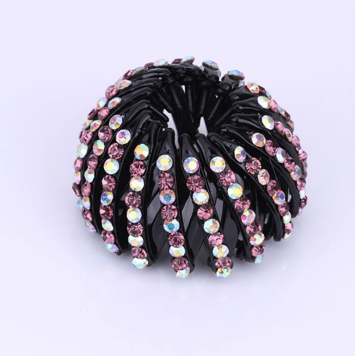 Rhinestone Bird’s Nest Hairpin – Ponytail Holder Clip - Charms