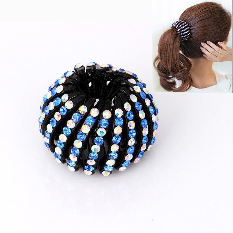 Rhinestone Bird’s Nest Hairpin – Ponytail Holder Clip - Charms