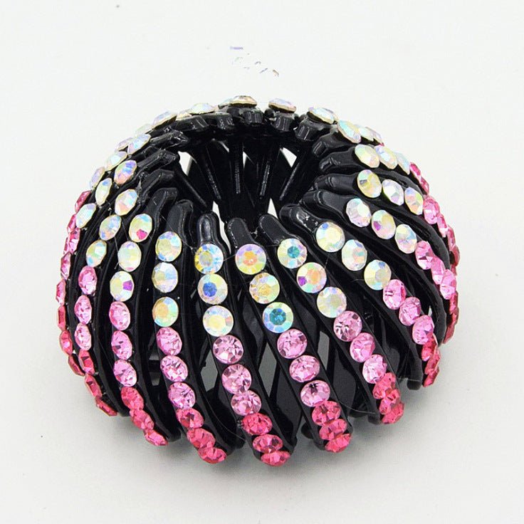 Rhinestone Bird’s Nest Hairpin – Ponytail Holder Clip - Charms