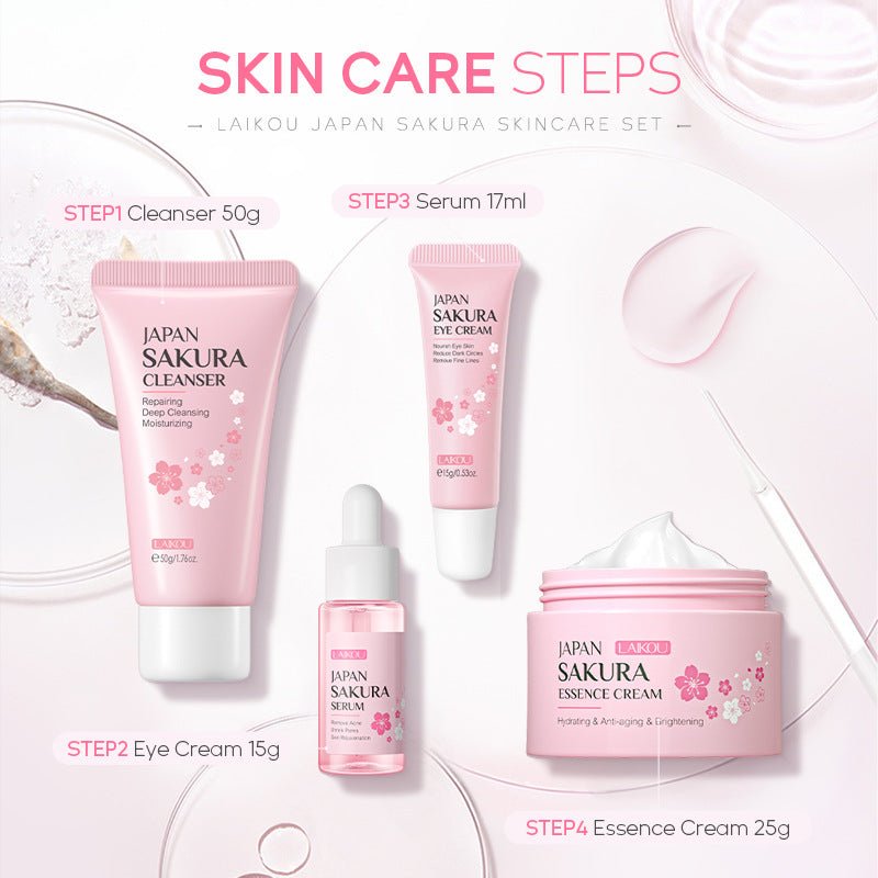 Sakura Glow 4 - Piece Skincare Set - Charms