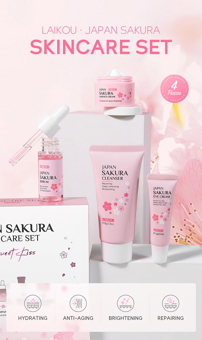 Sakura Glow 4 - Piece Skincare Set - Charms