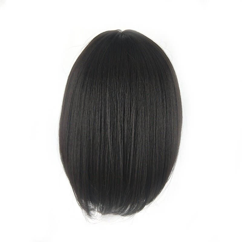 Remy Brazilian short bob wig displayed from above, showcasing sleek, smooth hair for a natural look.