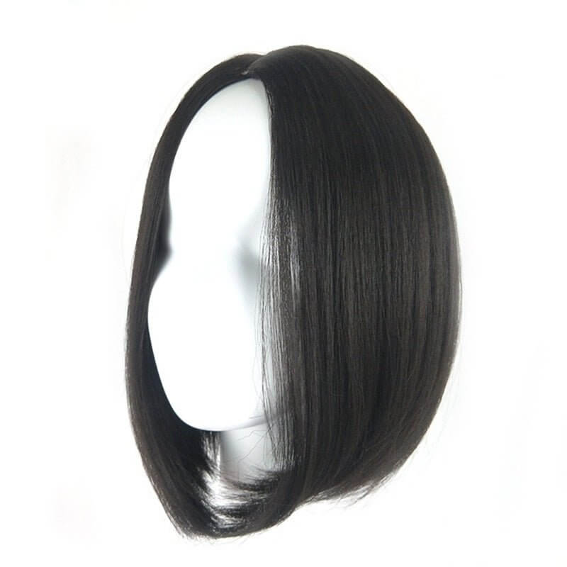 Remy Brazilian short bob wig displayed on a mannequin showcasing its natural look and sleek style.